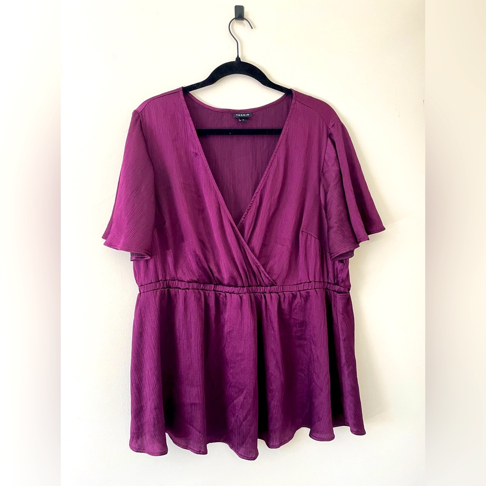 Torrid Peplum Satin V-Neck Blouse